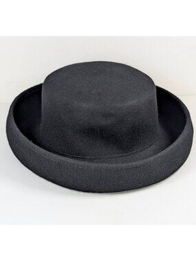 Scala Collection Black Rolled Brim Wool Hat Women's Classic Fashion Felt Chic